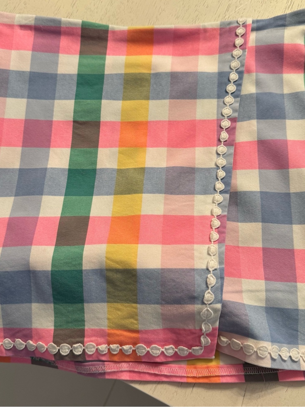 crown & ivy Pink Multi Plaid Skort with White Trim
